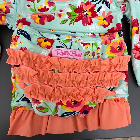 Ruffle Butts Floral‎ Rash Guard 2 pIece Swim Size 6-12 M - Picture 2 of 5